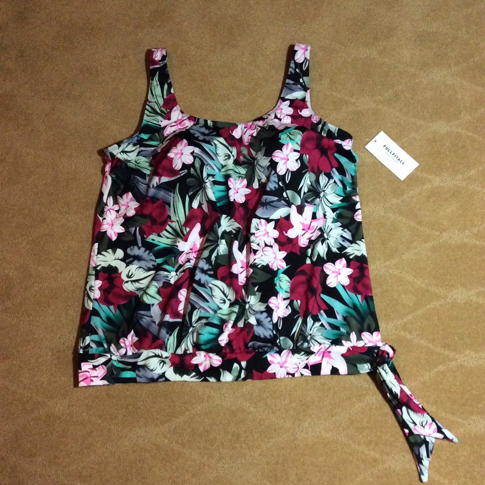 Fullfitall NWT Side-Tie Tankini Swim Top, 16